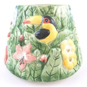 Yankee Candle Toucan Parrot Tropical Floral Large Ceramic Candle Jar Shade 5"H